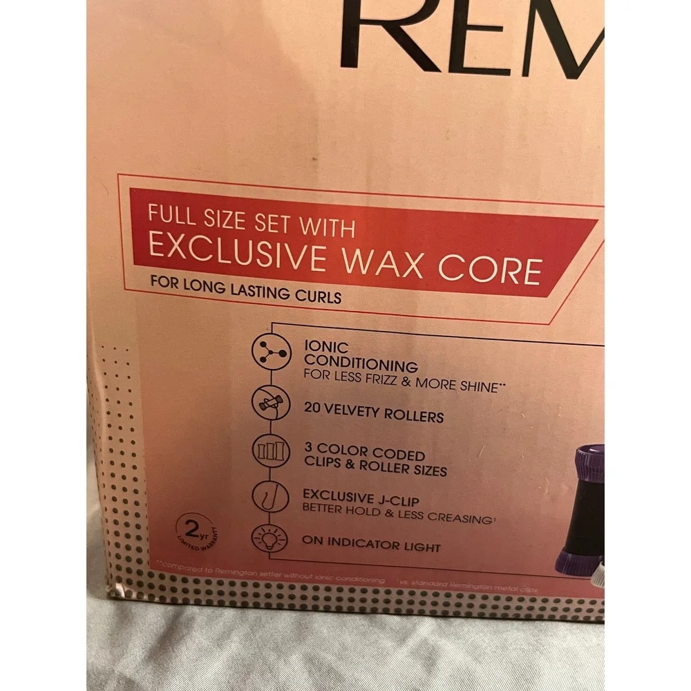 Remington Hair Setter Wax Core Hot Rollers Purple 20pc Ionic Conditioning